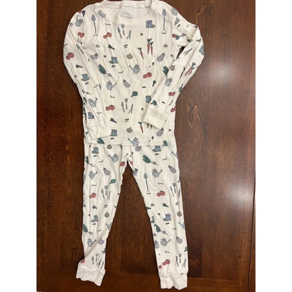 Little Planet Organic Cotton Garden Vegetable Pajama Set Unisex Toddler Size 4T